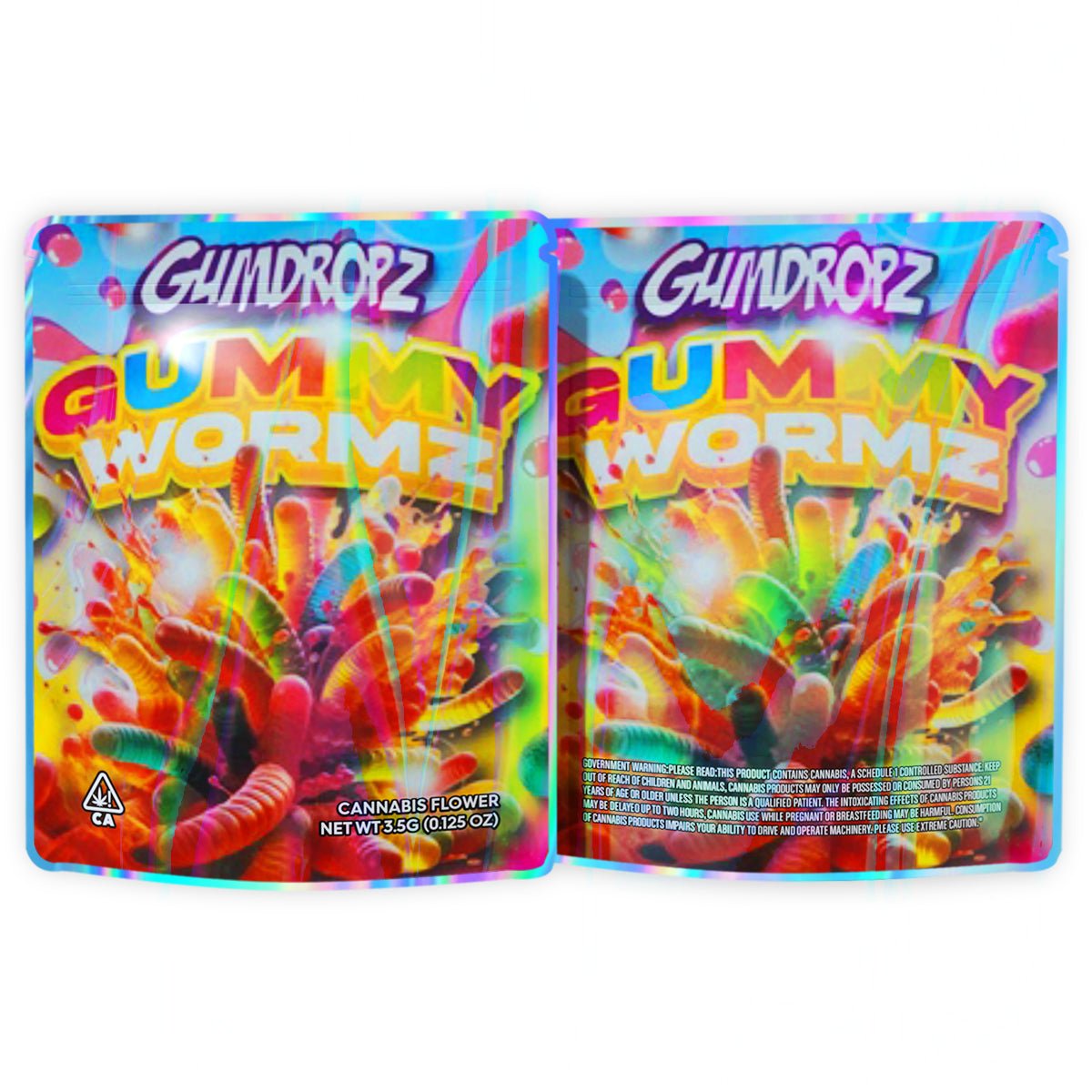 Gumdropz Gummy Wormz Mylar Bags 3.5 Grams