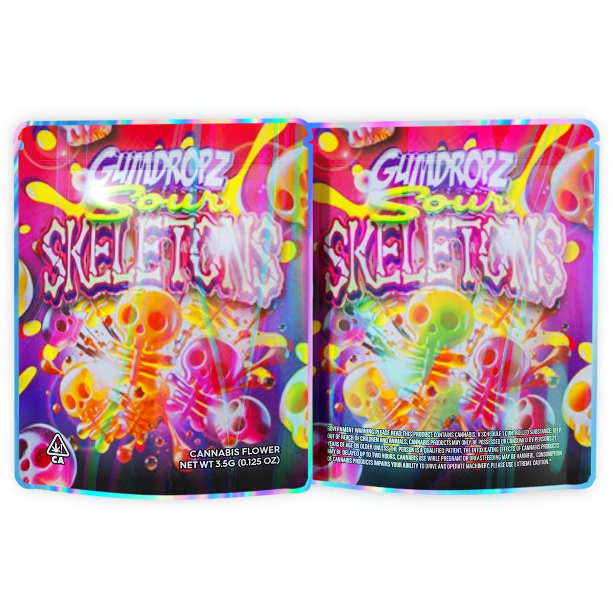 Gumdropz Sour Skeletons Mylar Bags 3.5 Grams