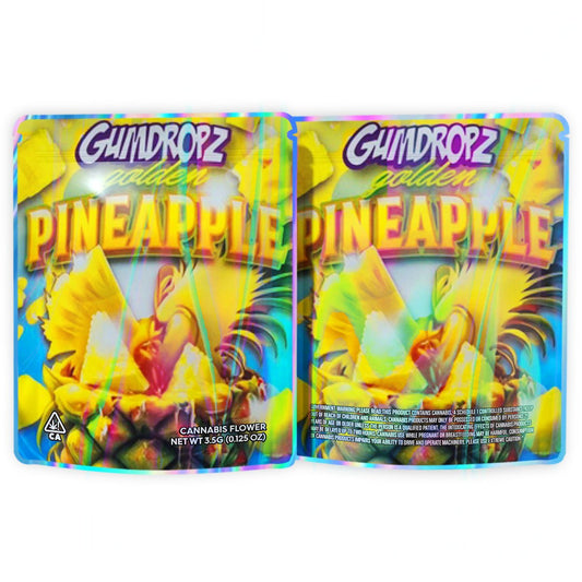 Gumdropz Golden Pineapple Mylar Bags 3.5 Grams