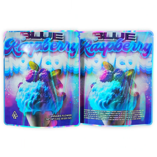 Blue Raspberry Snow Cone Mylar Bags 3.5 Grams