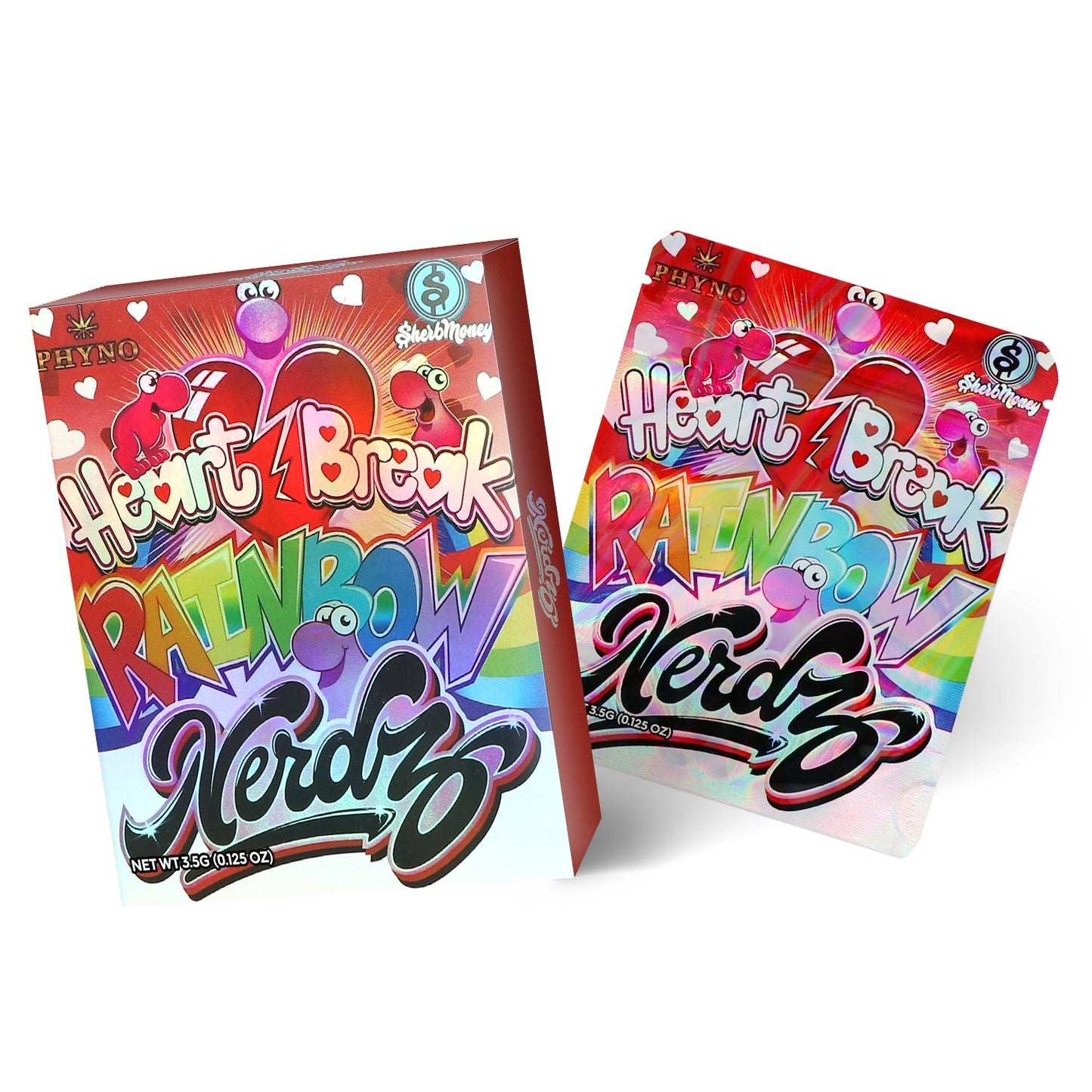 Nerdz Heartbreak Rainbow 3.5G Mylar Bag With Box