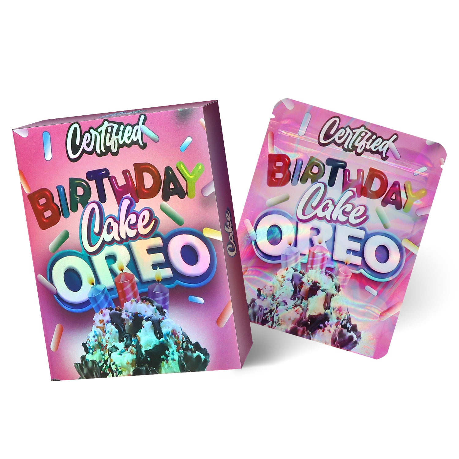 Certified Birthday Cake 3.5G Mylar Bag With Box