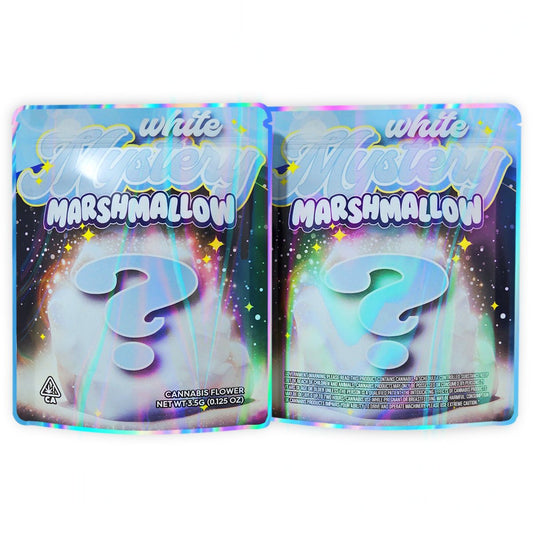 White Mystery Marshmallow Mylar Bags 3.5 Grams