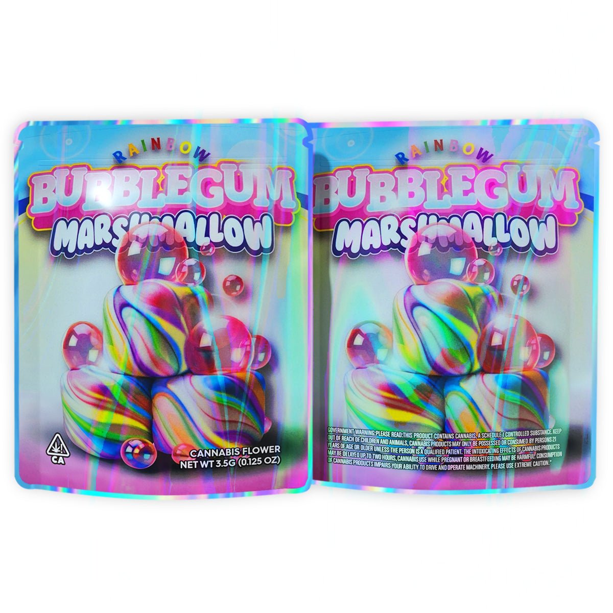 Rainbow Bubblegum Marshmallow Mylar Bags 3.5 Grams