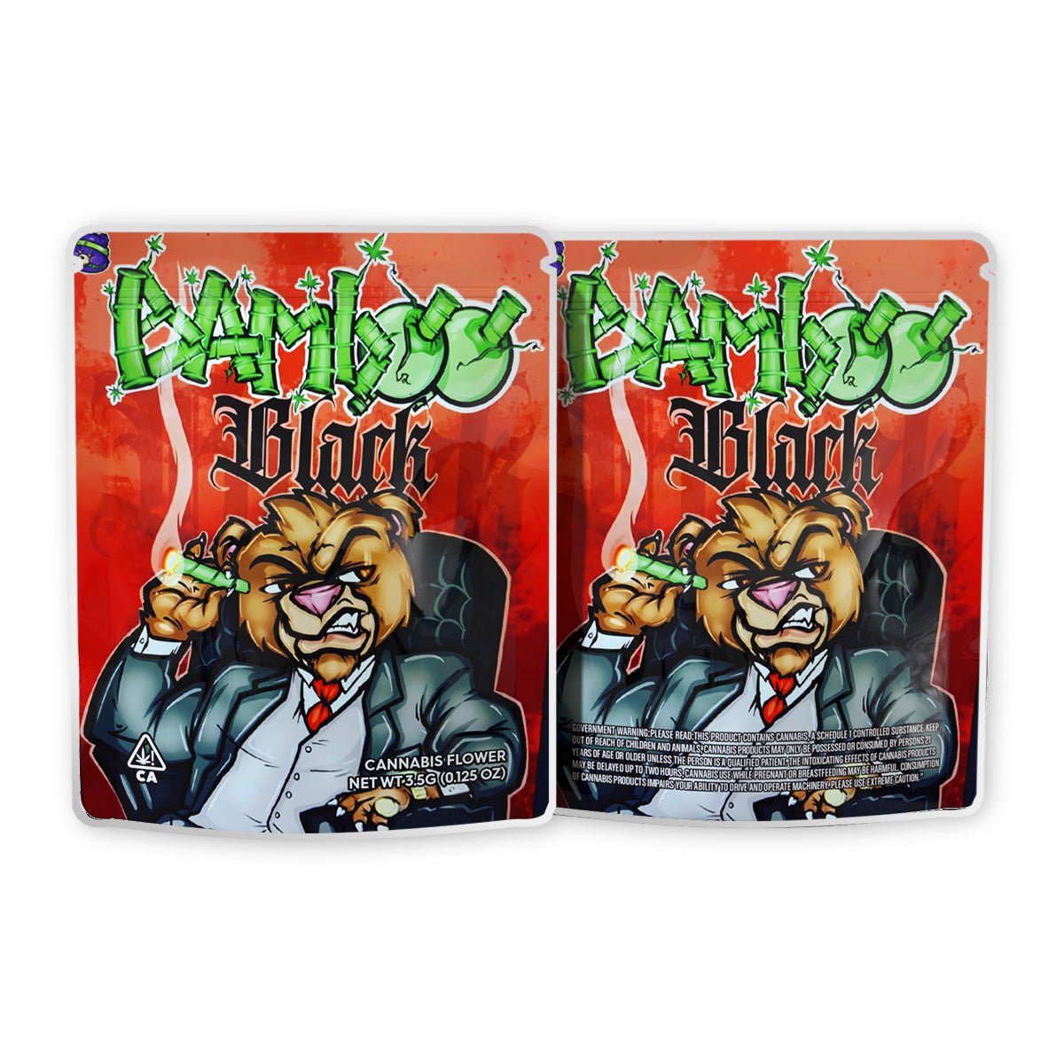 Bamboo Black Weed Mylar Bags 3.5 Grams