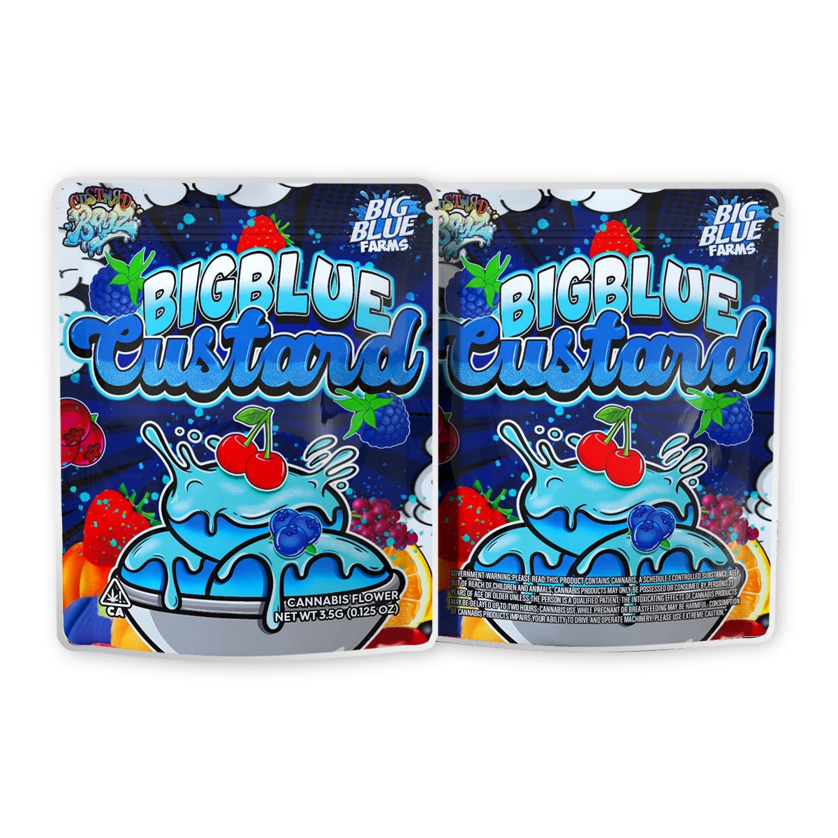 Big Blue Custard Mylar Bags 3.5 Grams