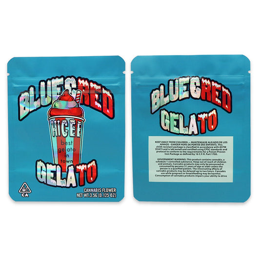 Blue & Red Gelato Holographic Mylar Bags 3.5 Grams