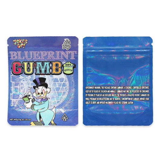 Fly Trap BluePrint Gumbo Holographic Mylar Bags 3.5 Grams