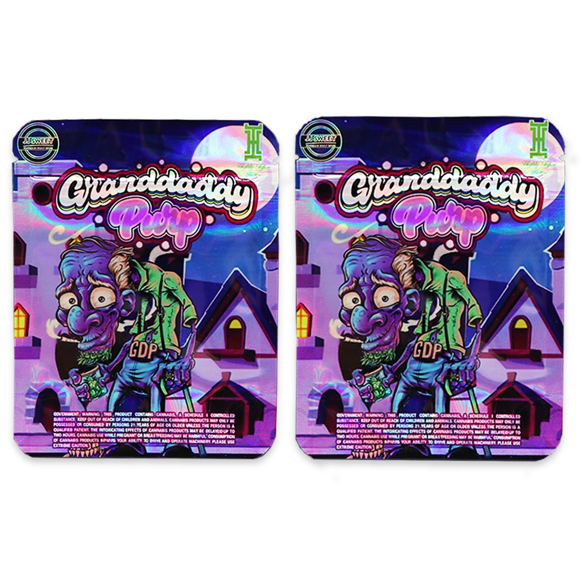 Granddaddy Purp Holographic Mylar Bags 3.5 Grams - Custom 420 bagPackaging & Storage