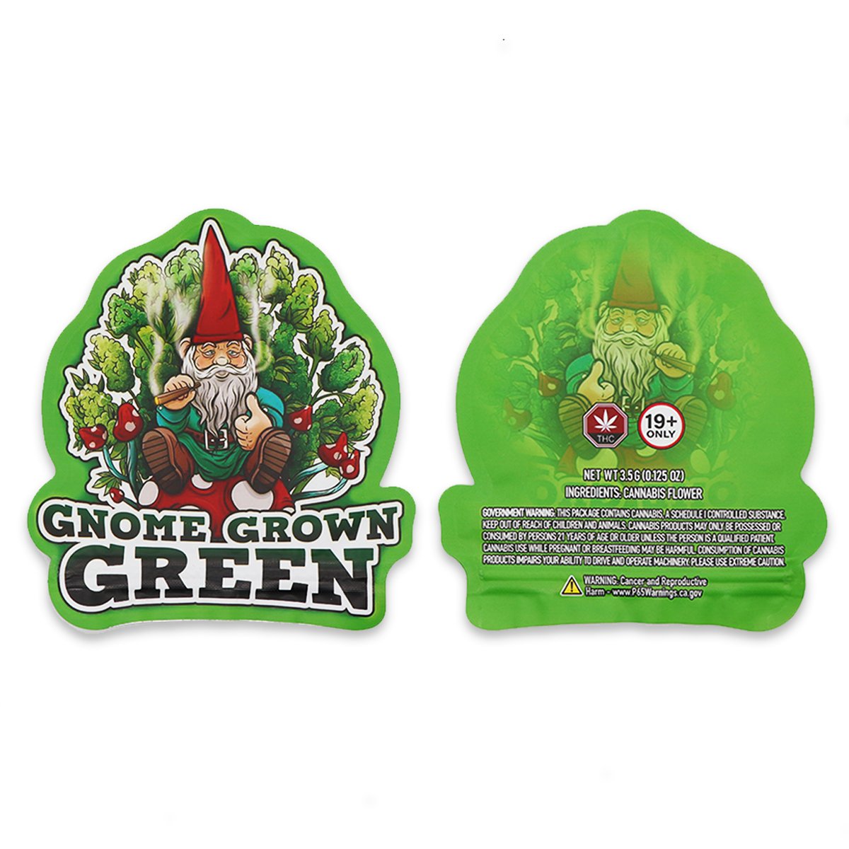 Green Gnome Grown SFX Mylar Bags 3.5 Grams - Custom 420 bagPackaging & Storage