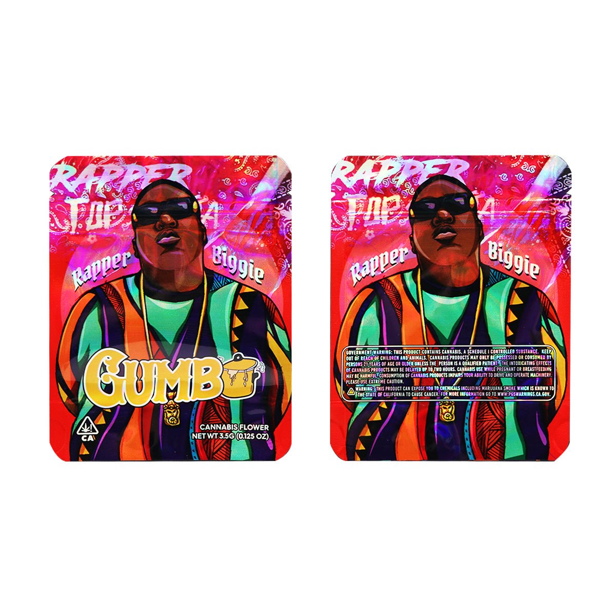 Gumbo Rapper Holographic Mylar Bags 3.5 Grams