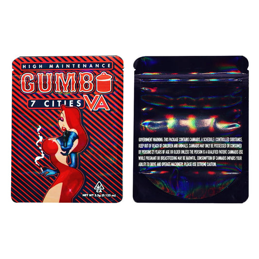 Gumbo VA Holographic Mylar Bags 3.5 Grams