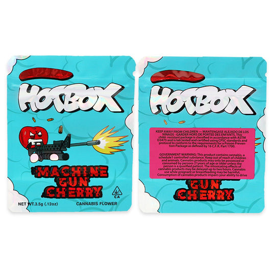 Hotbox Machine Gun Cherry Holographic Mylar Bags 3.5 Grams - Custom 420 bagPackaging & Storage