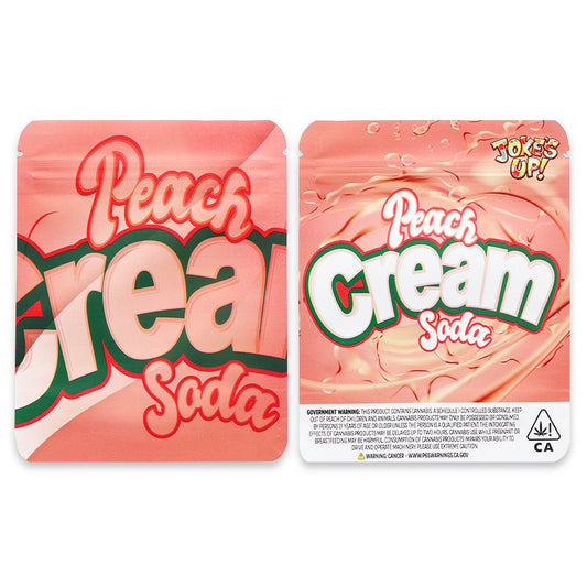 Jokes up Peach Cream Soda 3.5G Myalr Bags Holographic - Custom420bagPackaging & Storage