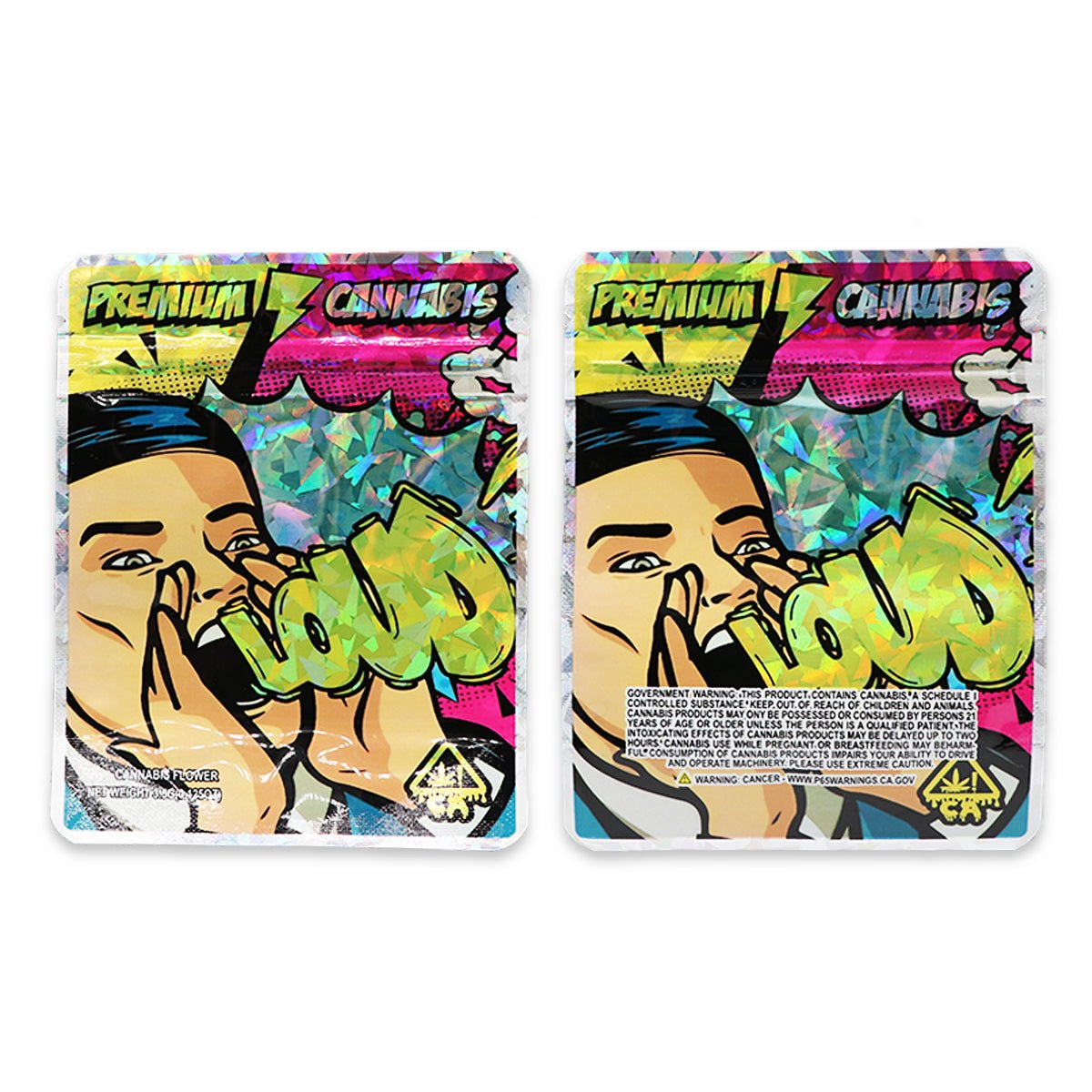 Loud Premium Cannabis Holographic Mylar Bags 3.5 Grams - Custom 420 bagPackaging & Storage