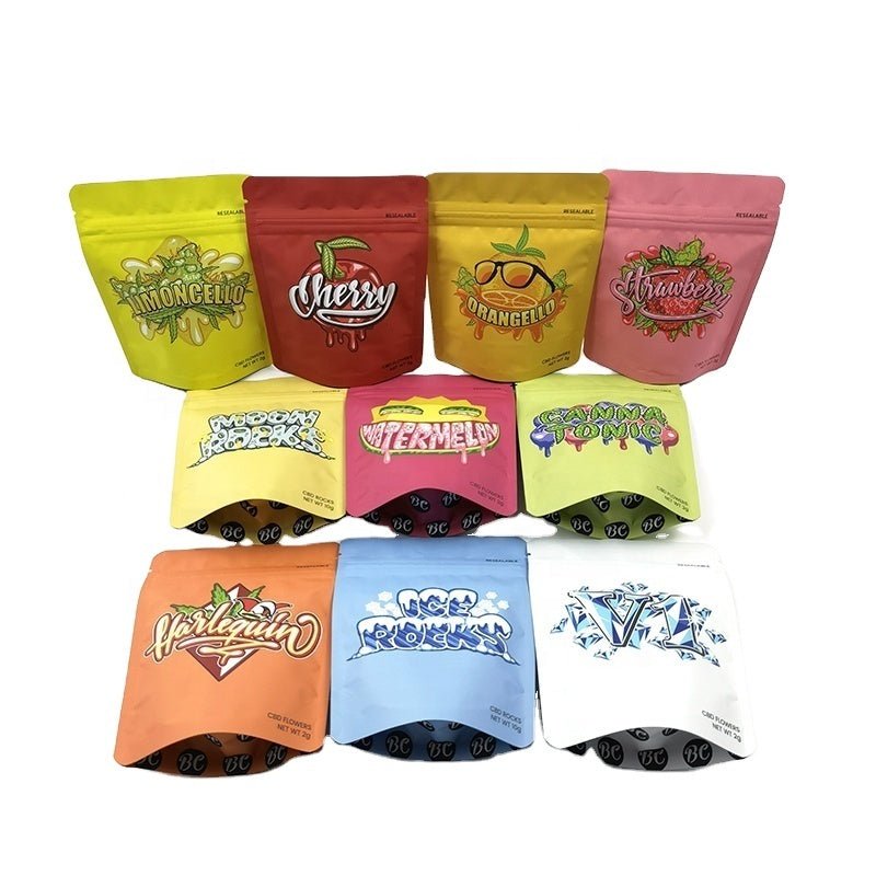 Request a Strain Round Edge 3.5g (1/8 Ounce) Mylar Sticker Bags