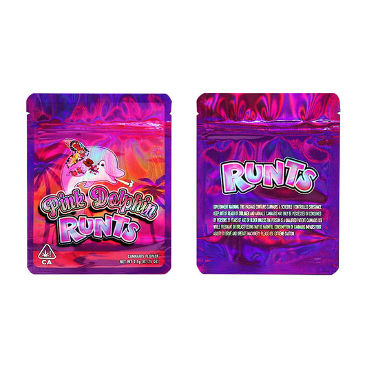 Runts Pink Dolphin Holographic Mylar Bags 3.5 Grams