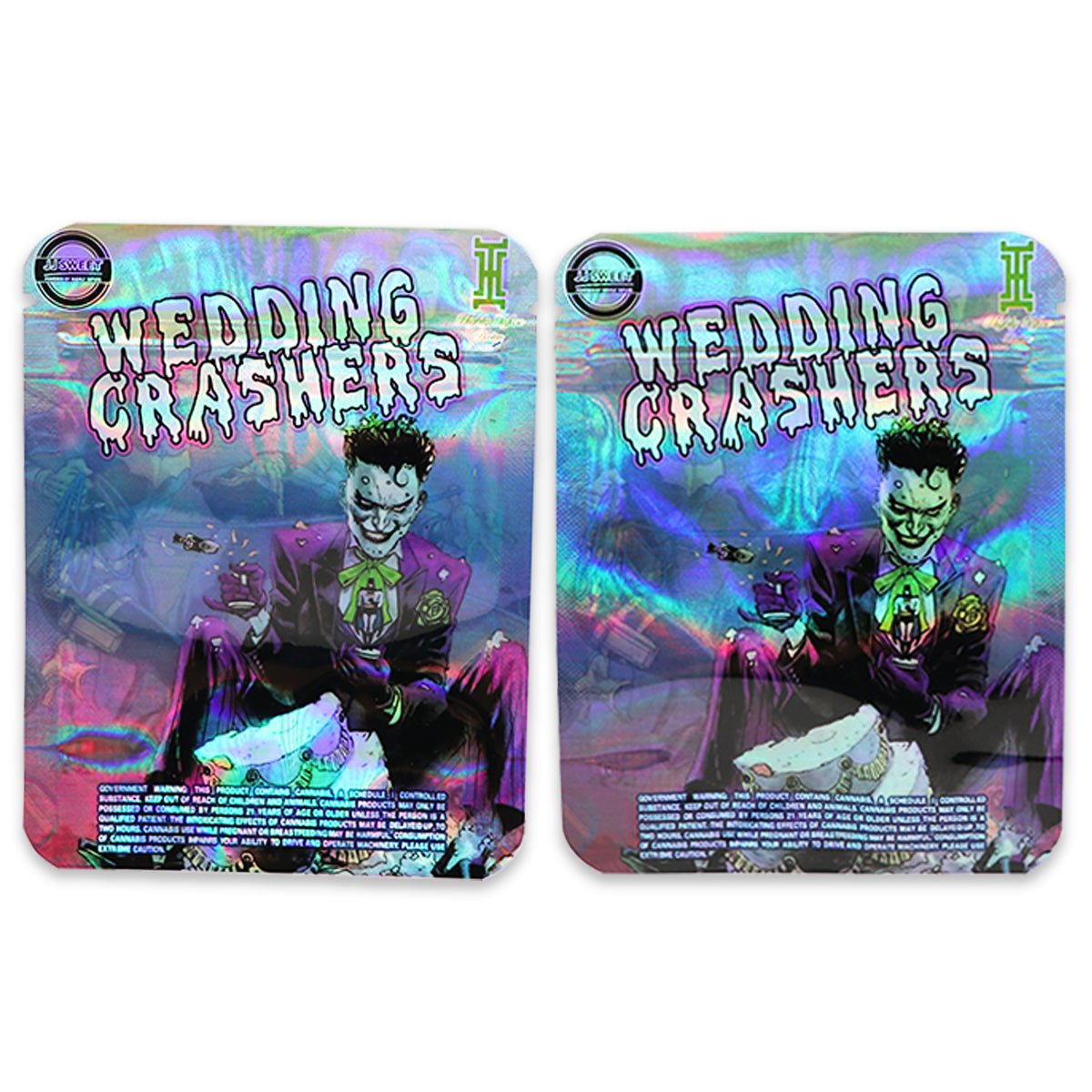 Wedding Crashers Holographic Mylar Bags 3.5 Grams - Custom 420 bagPackaging & Storage