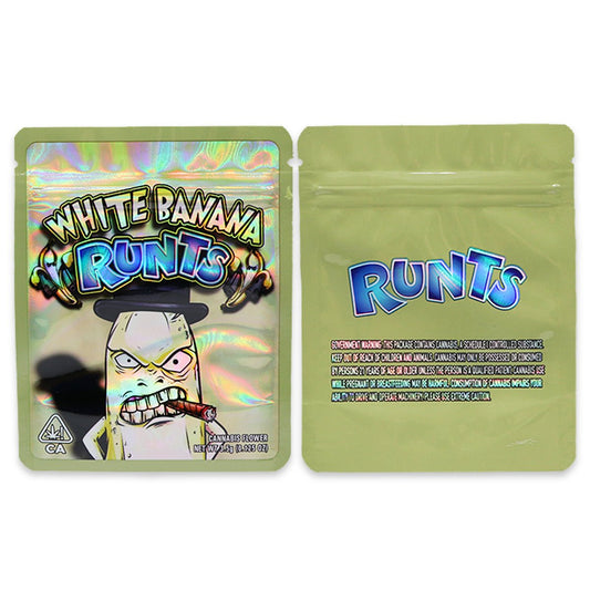 White Banana Runtz Holographic Mylar Bags 3.5 Grams - Custom 420 bagPackaging & Storage