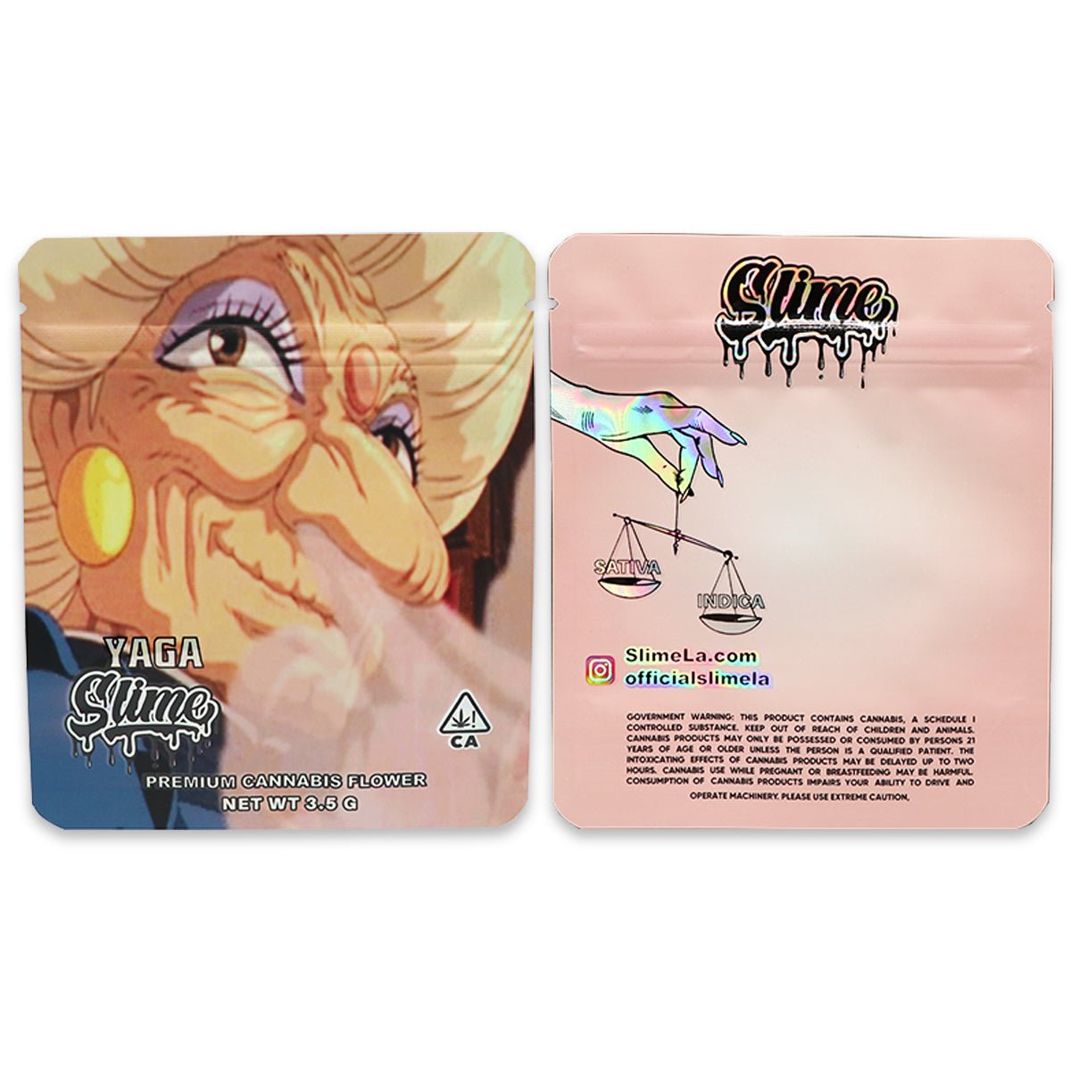 YAGA Slime Holographic Mylar Bags 3.5 Grams - Custom 420 bagPackaging & Storage